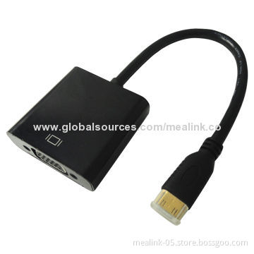 Mini HDMI to VGA Cable, 25m, Up to 165MHz Operating FrequencyNew
